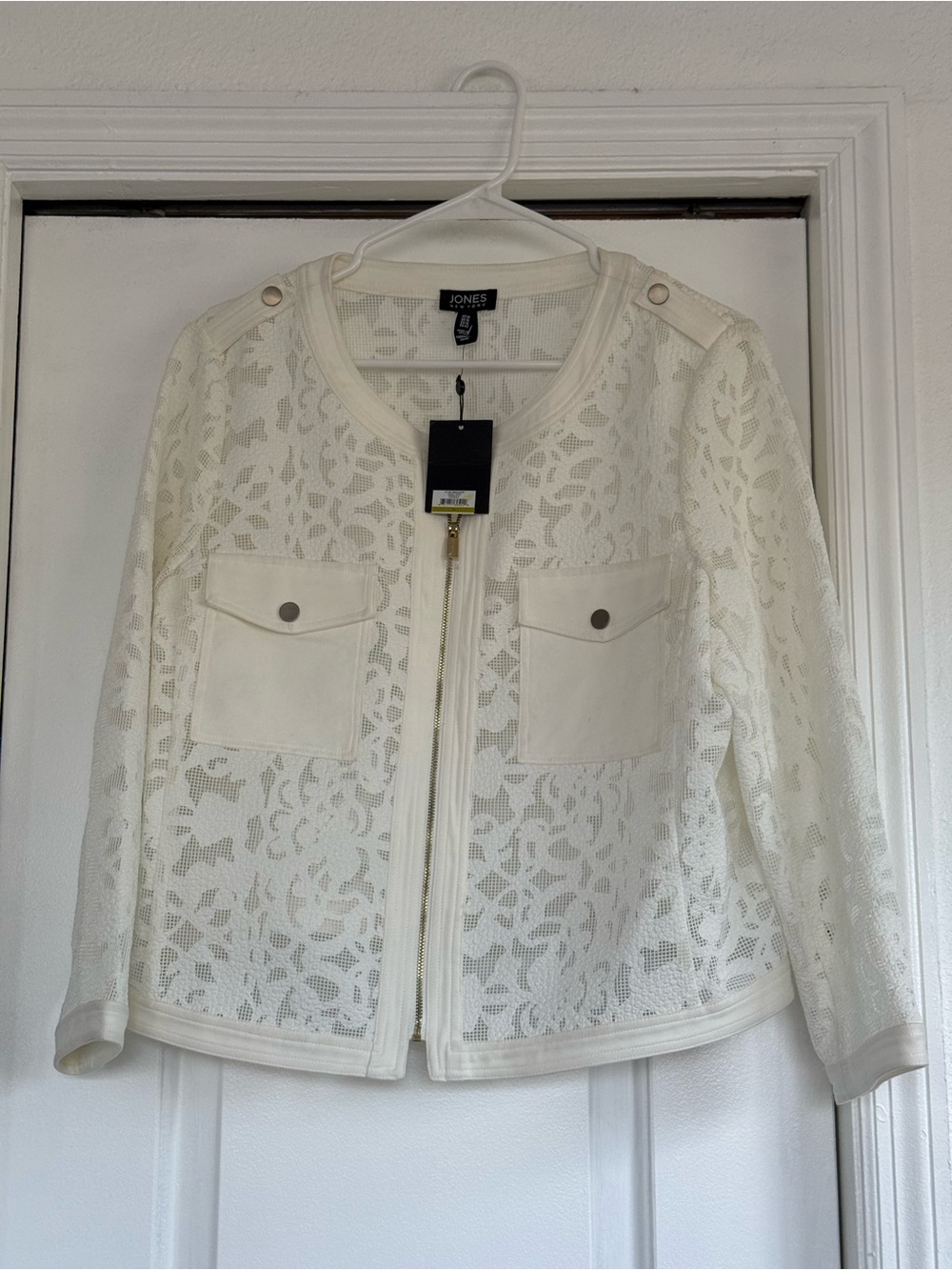 Jones New York Ivory Lace Zip Jacket